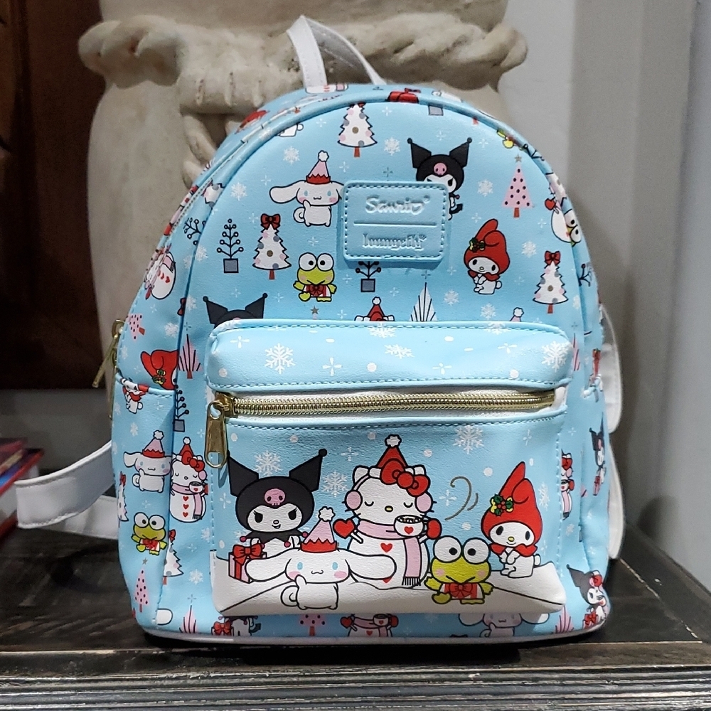 Loungefly Sanrio Light Blue Holiday Character Mini Backpack